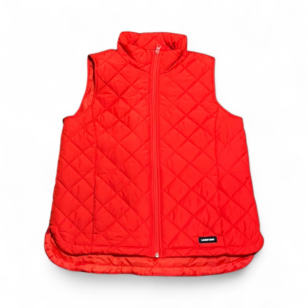 NWOT Lands End puffer vest, small, red
